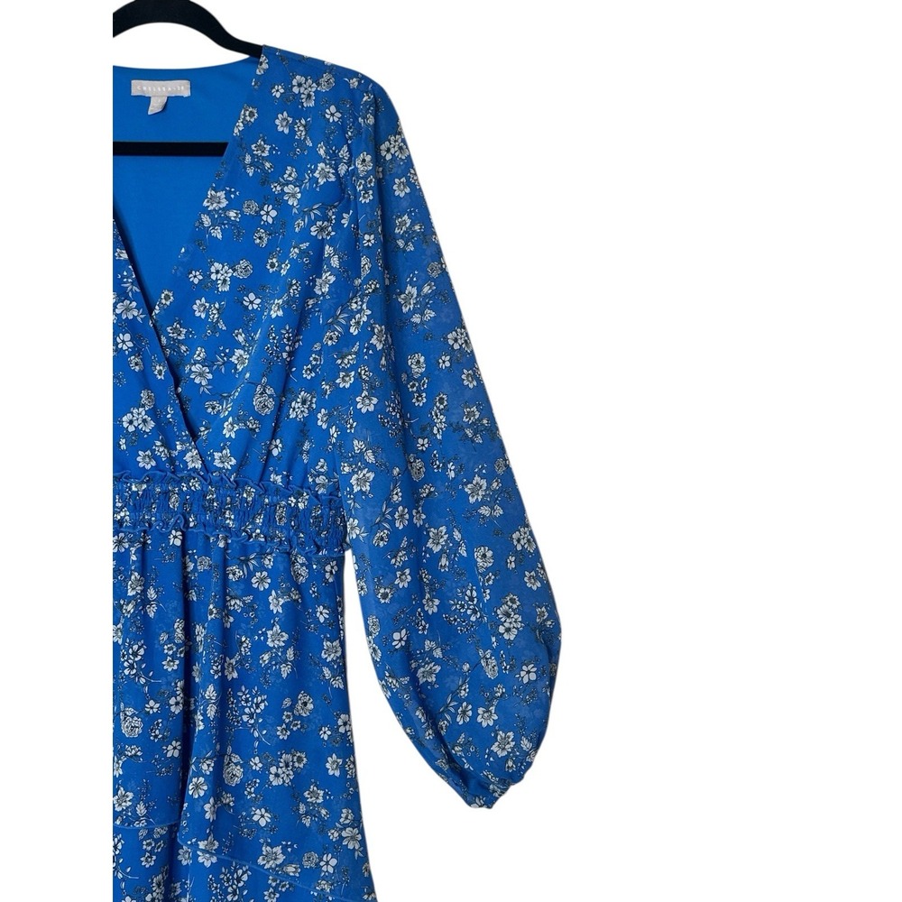 Chelsea28 Mini Dress Women Large Floral Blue‎ Cottagecore Elastic Waist Ruffle - Picture 9 of 9